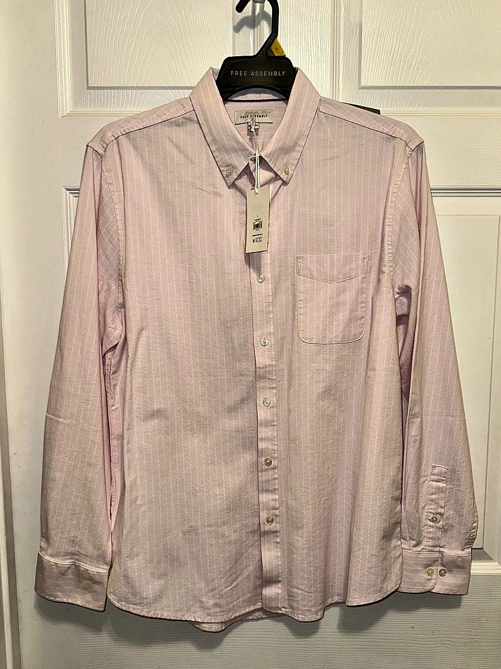 Free Assembly Striped Button Down Shirt Pink Large NWT